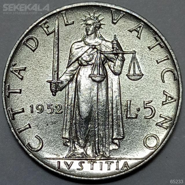 سکه بسیار کمیاب 5 لیره واتیکان 1952