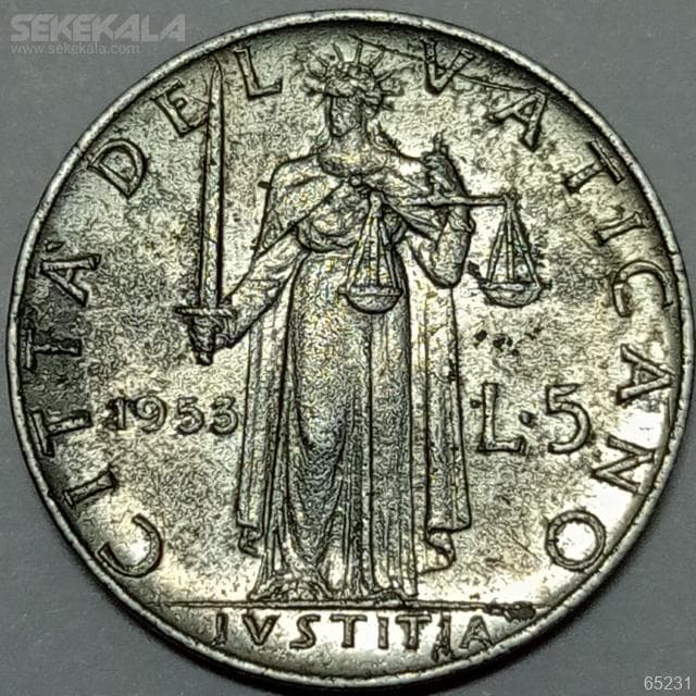 سکه بسیار کمیاب 5 لیره واتیکان 1953