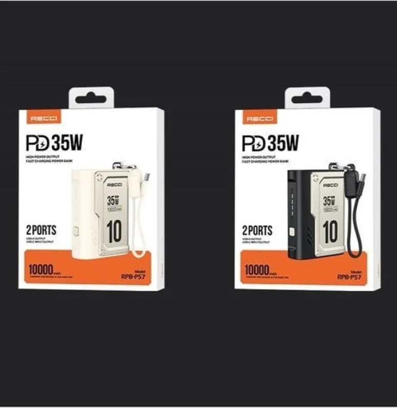 پاوربانک رسی مدل RPB-P57 RECCI ظرفیت 10000 mAh فست شارژ 35W
