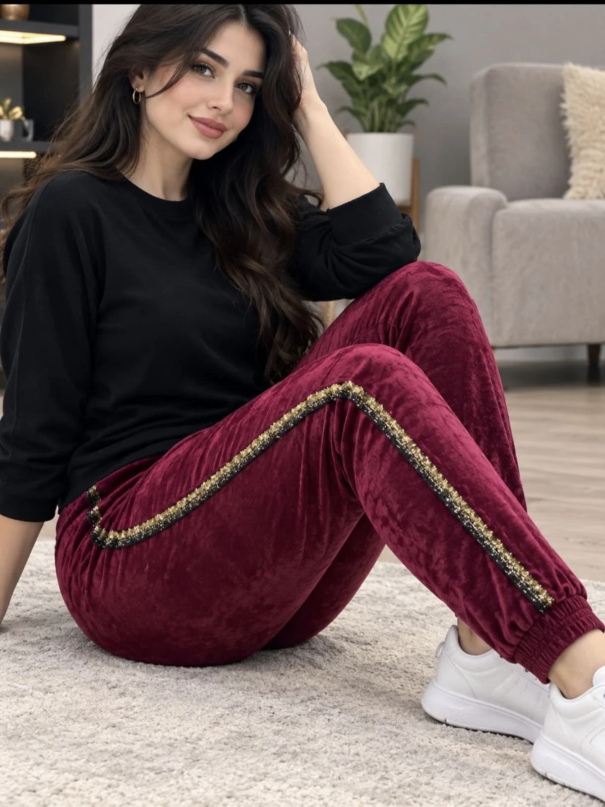 شلوار مخمل بقل لمه دار