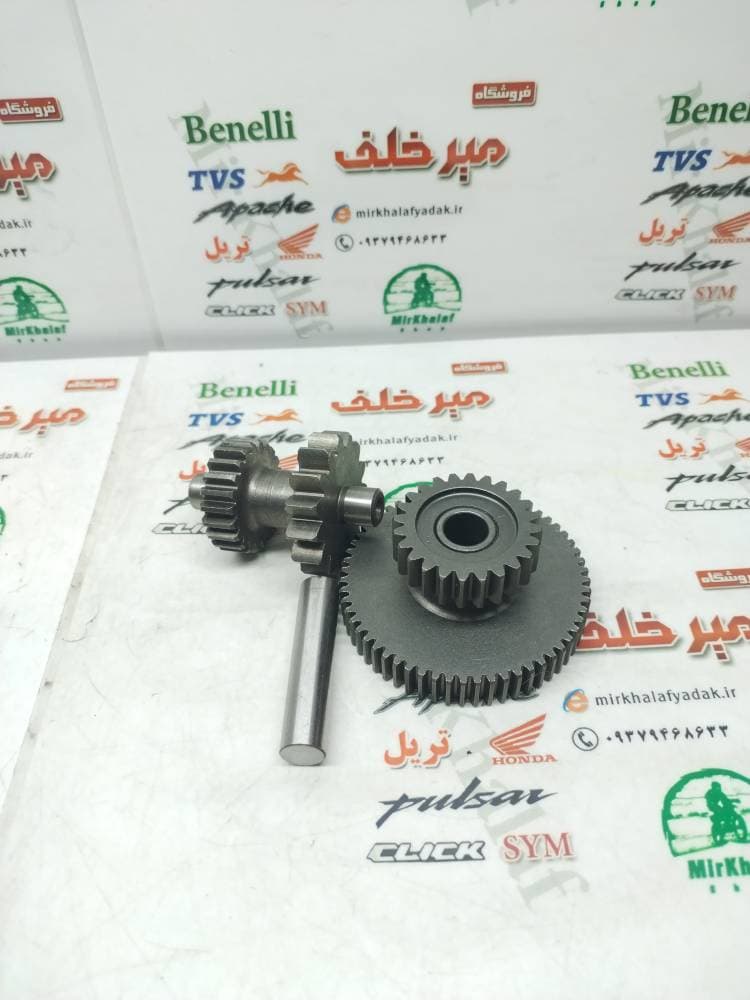 دنده 2 دو قلو استارت موتور 250 و ktm 200 کی تی ام و تریل زنجیر تایم cb 250 سی بی (دنده کوچک 15 و 22 دندانه) (دنده بزرگ 24 و 60 دانه)