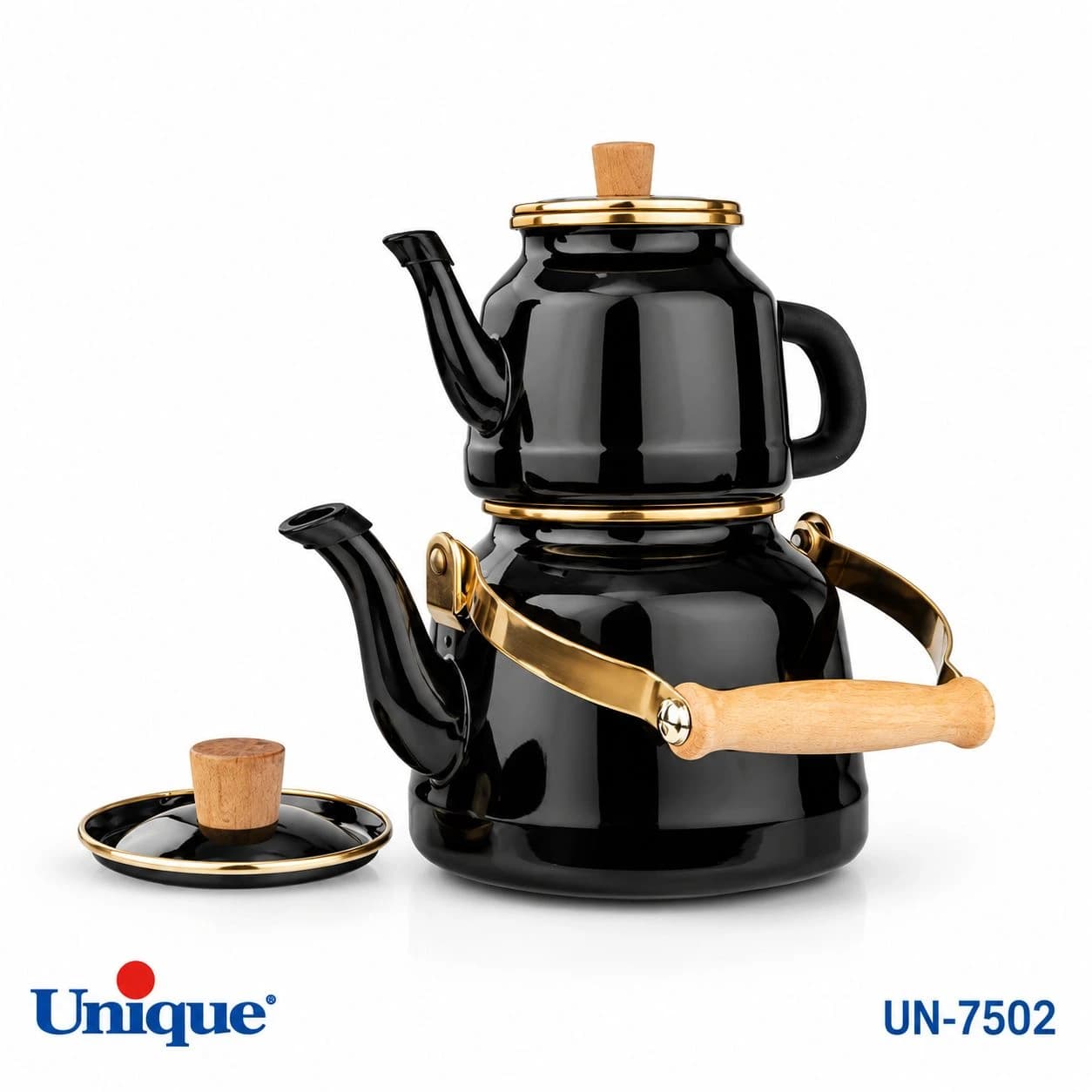 کتری و قوری لعابی یونیک ۲.۵ لیتری ساخت ترکیه مدل UN-7502