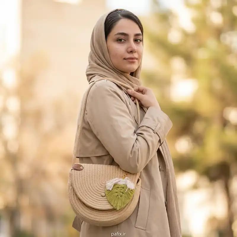 کیف دوشی گرد دست ساز قیطان دوزی نیم دایره دخترانه کد 10300