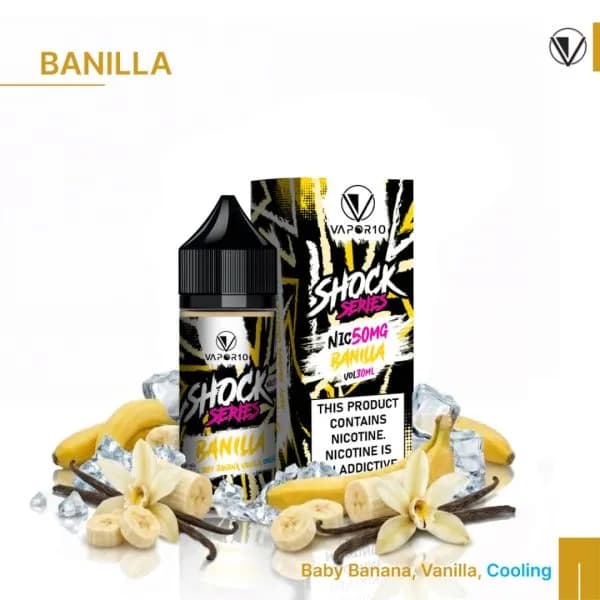 سالت نیکوتین موز وانیل کمپانی ویپور 10 سری شوک | VAPOR 10 Nicotin Salt Banilla اورجینال