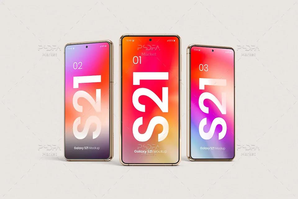 موکاپ اسمارت فون Galaxy S21 سامسونگ — تصویر ۳