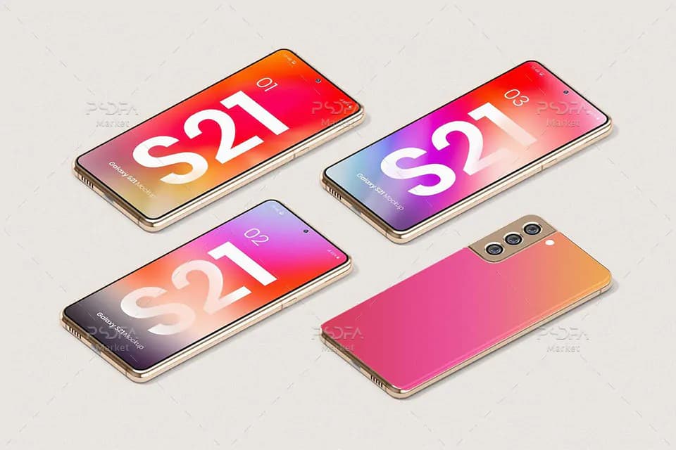 موکاپ اسمارت فون Galaxy S21 سامسونگ — تصویر ۴