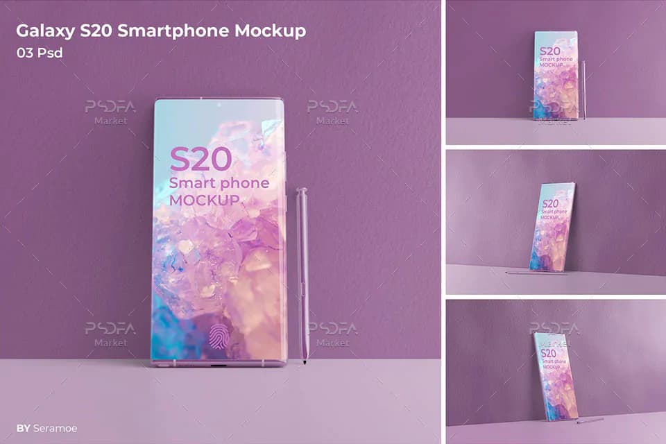3 موکاپ موبایل Galaxy S20 سامسونگ