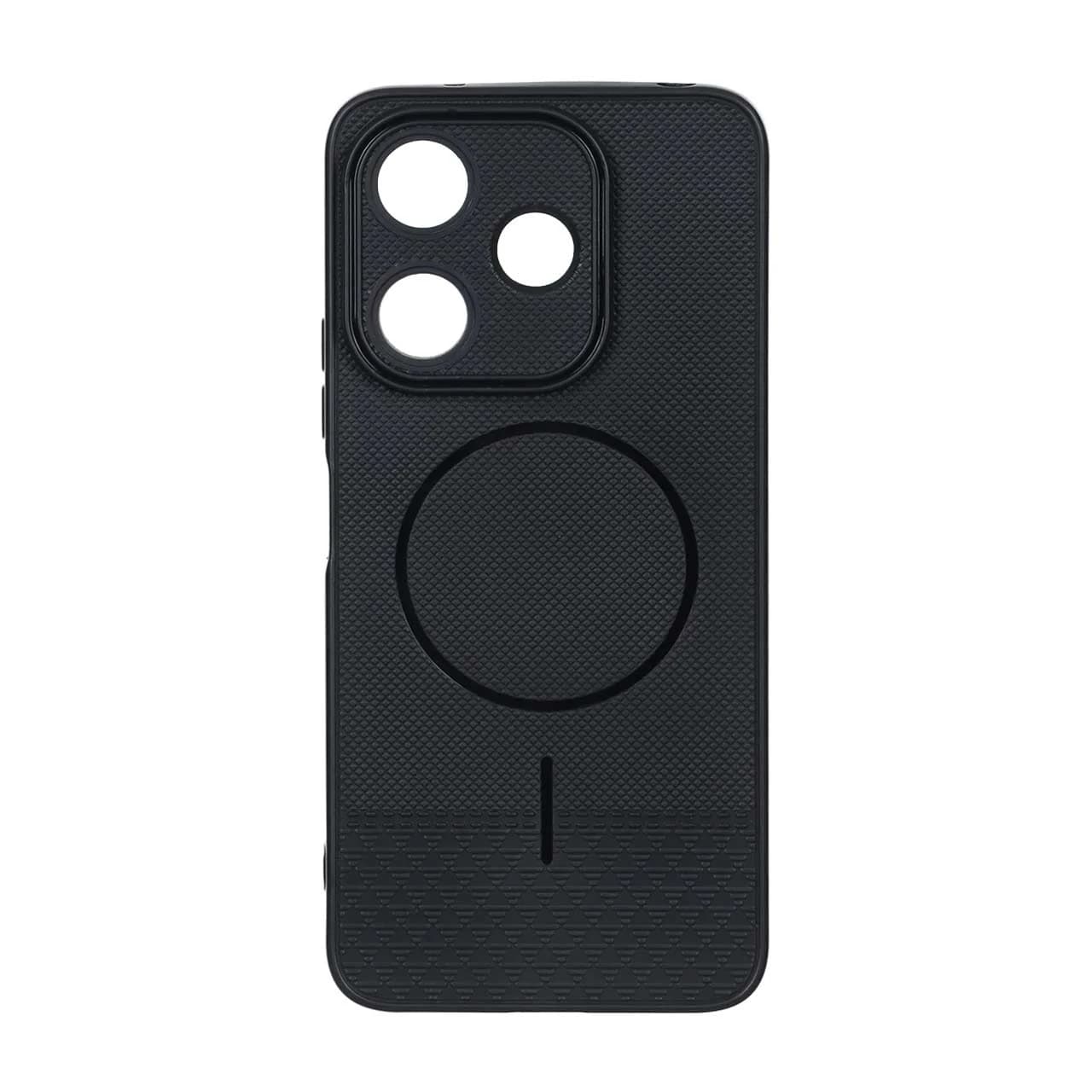 قاب شطرنجی طرح مگ سیف محافظ لنزدار Xiaomi Redmi 13X / Redmi 13 4G / Poco M6 4G – مشکی