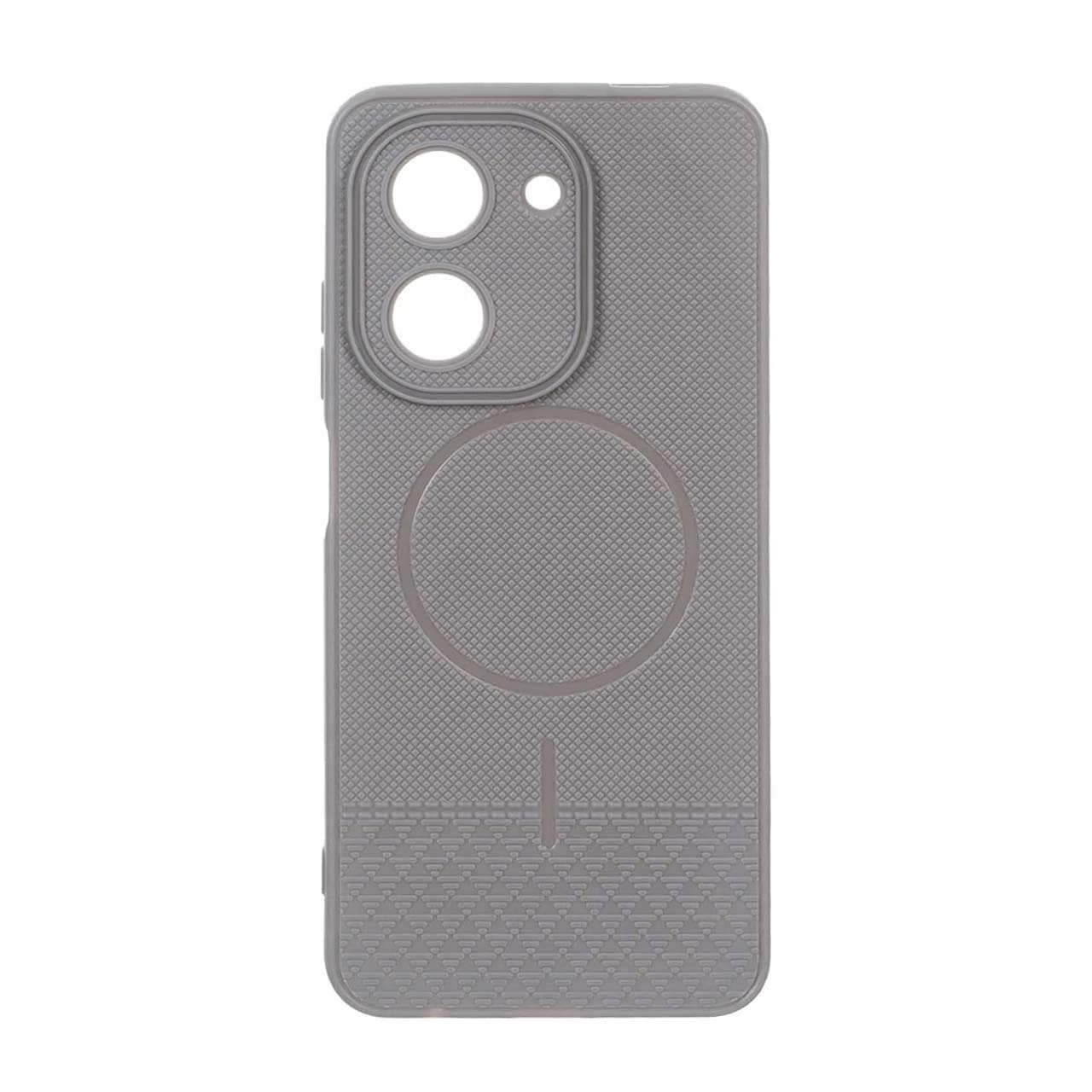 قاب شطرنجی طرح مگ سیف محافظ لنزدار Xiaomi Redmi A5 / Poco C71 – خاکستری