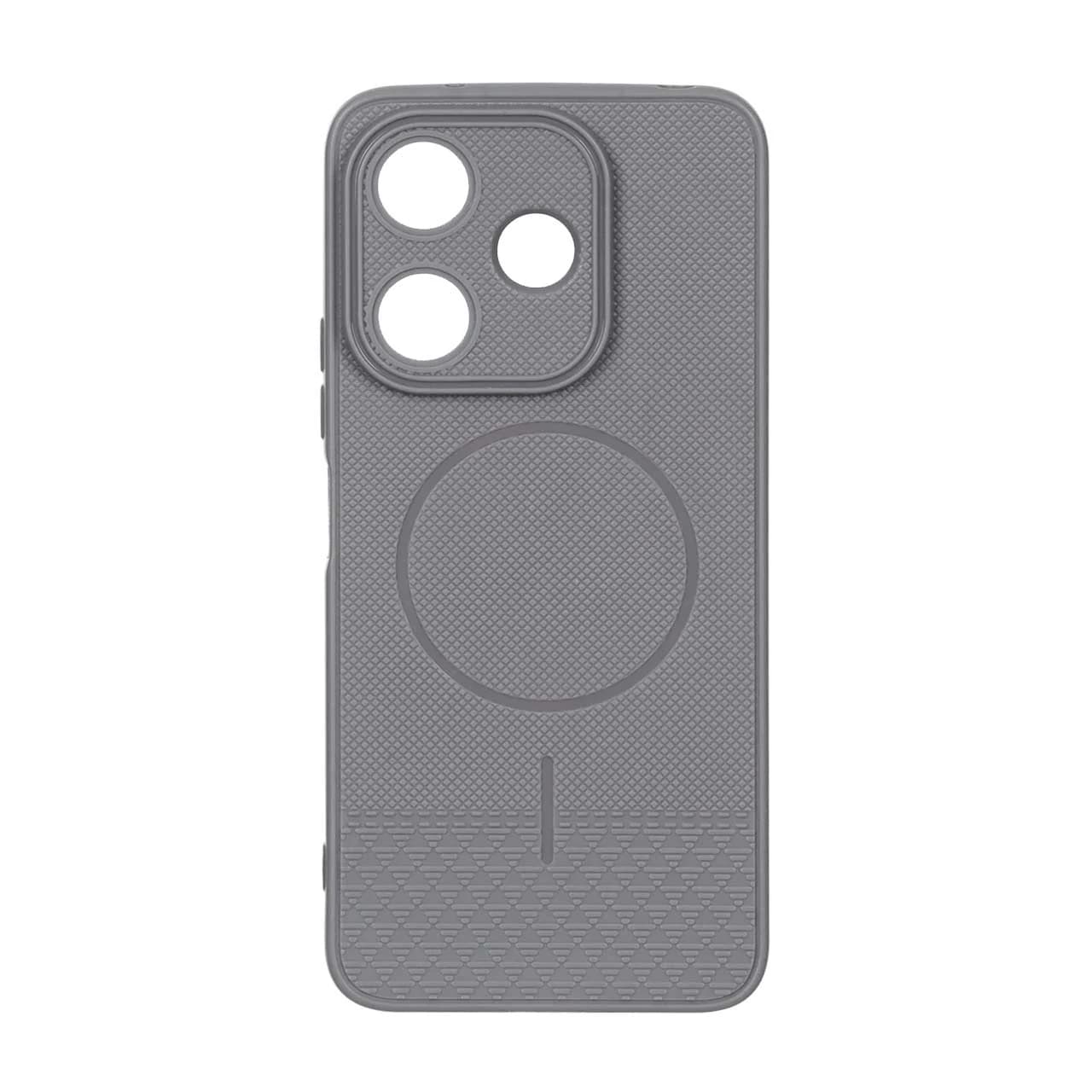 قاب شطرنجی طرح مگ سیف محافظ لنزدار Xiaomi Redmi 13X / Redmi 13 4G / Poco M6 4G – خاکستری