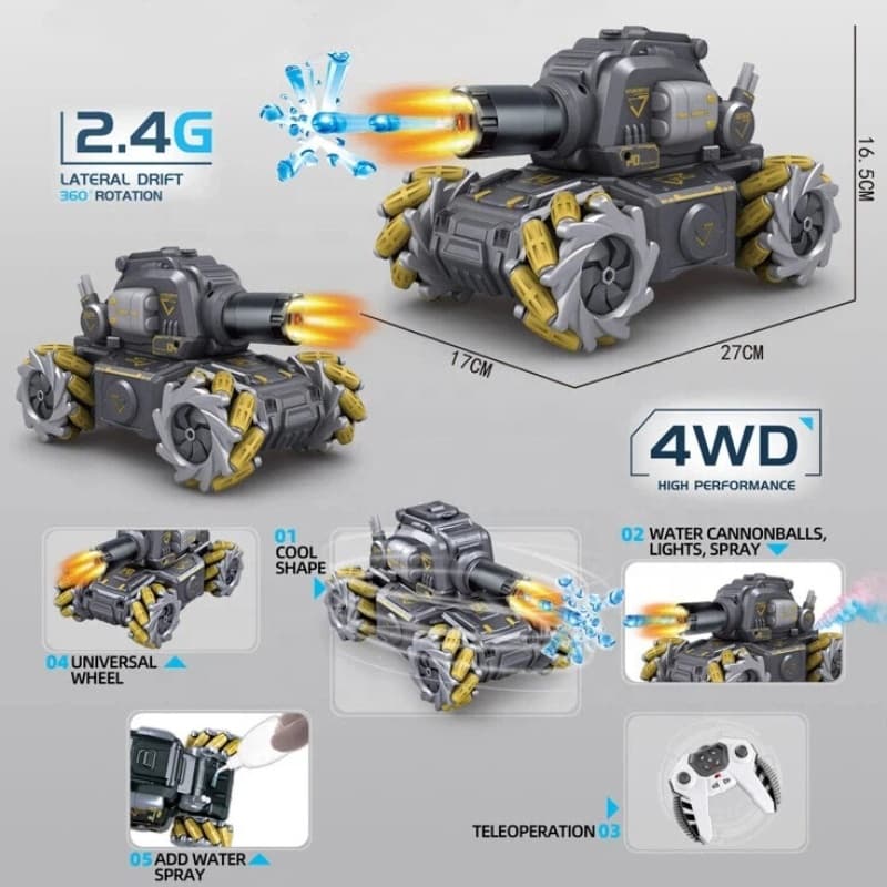 تانک کنترلی دودزا و تیر پرتابی RUIXIANG TOYS مدل Spray Tank Mecha 800/102c