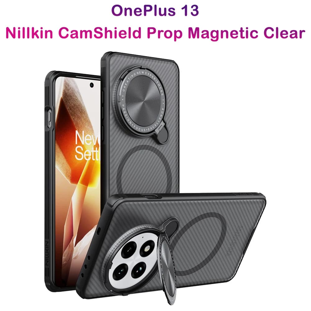 گارد مگ سیف نیمه شفاف کمرا استند OnePlus 13 مارک نیلکین مدل Camshield Prop Clear