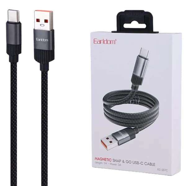کابل تایپ سی فست شارژ 3 آمپر ارلدام EC-207C طول 1 متر — تصویر ۵