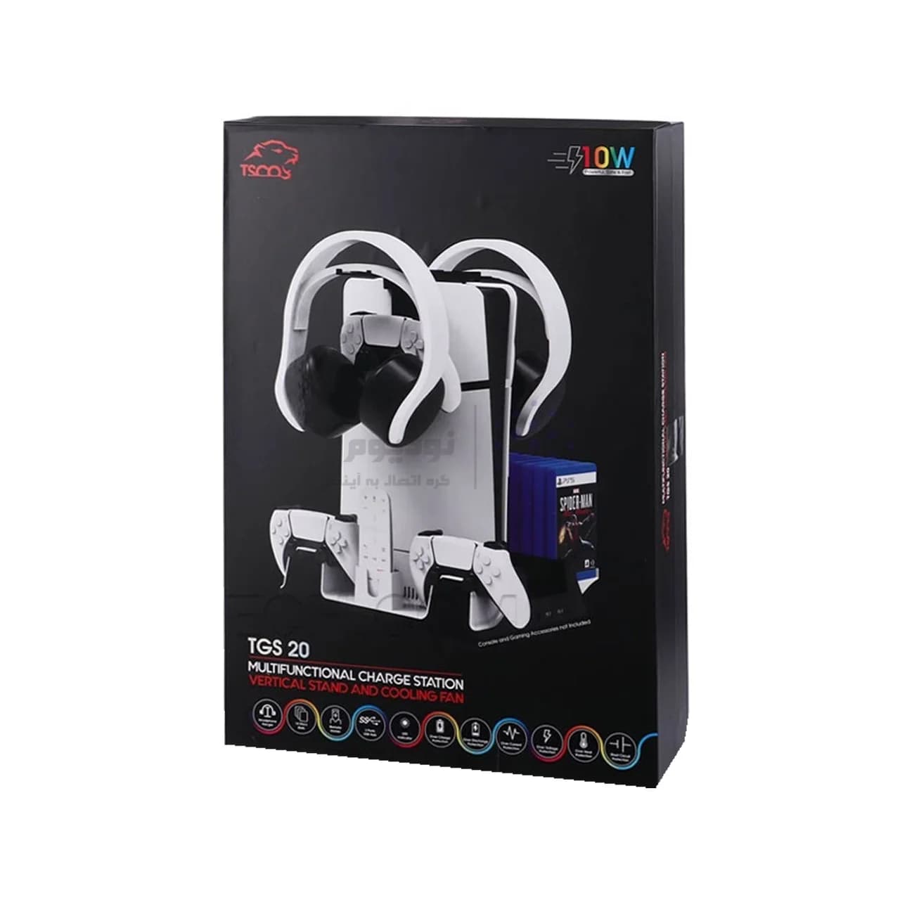 استند کنسول و شارژر دسته بازی TSCO PS5 مدل TGS 20 – مشکی (گارانتی 18 ماهه تسکو) — تصویر ۵