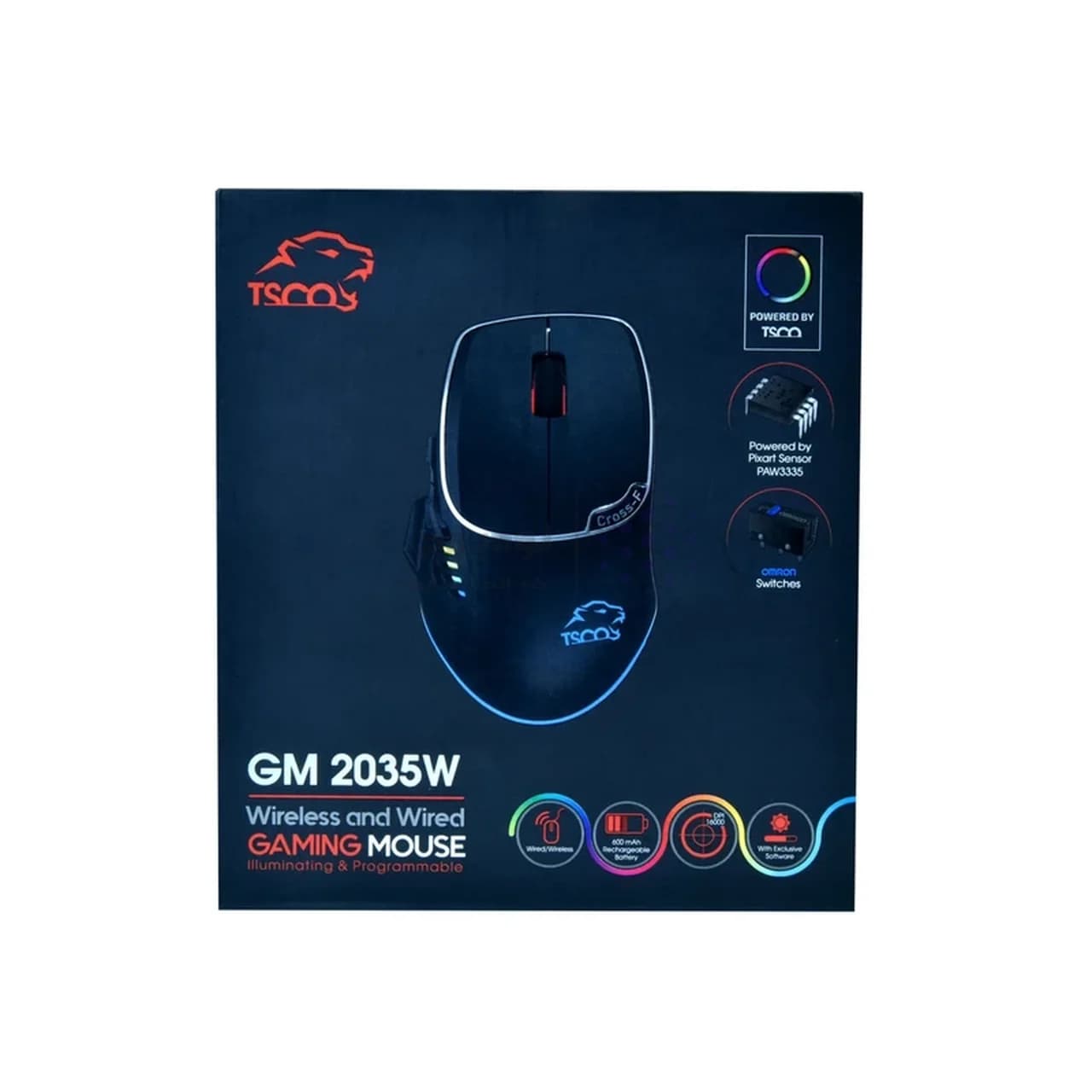 ماوس بی سیم گیمینگ TSCO مدل GM 2035W – مشکی (گارانتی 18 ماهه تسکو) — تصویر ۸