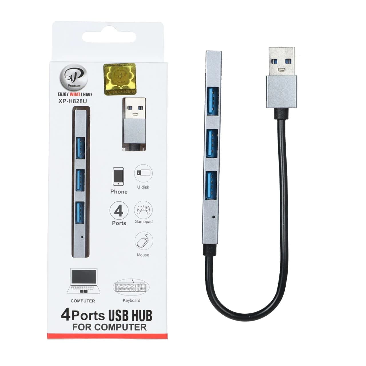 هاب 4 پورت XP Product USB2.0 مدل XP-H828U – نقره ای