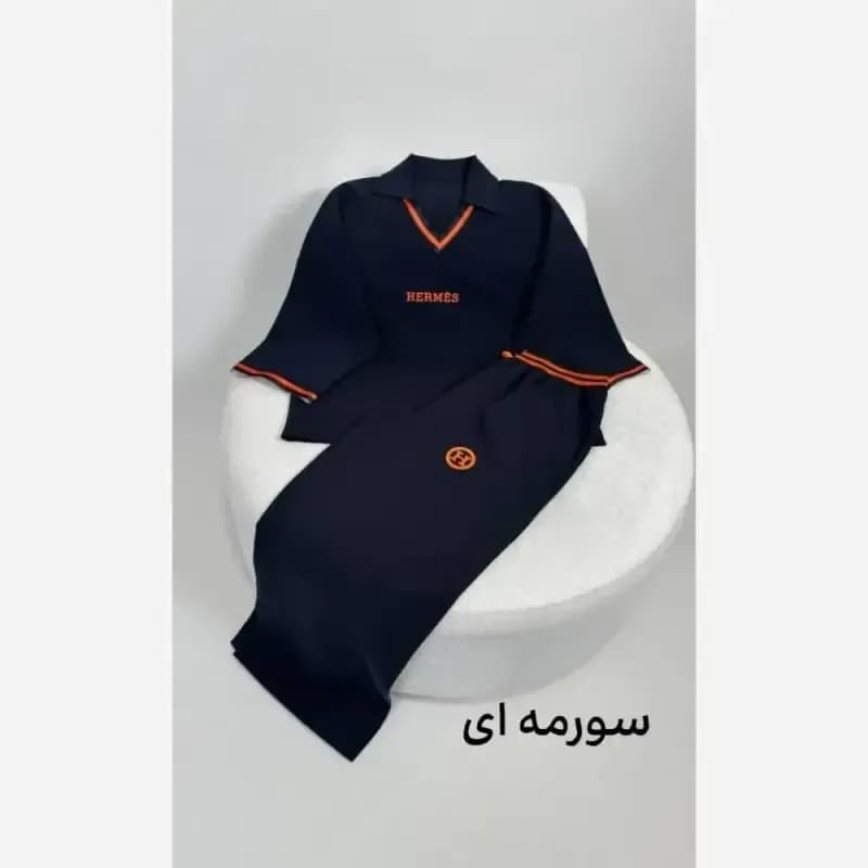 ست تیشرت شلوار هرمس جنس دبل مازراتی گرم بالا پاییزه فری سایز — تصویر ۸