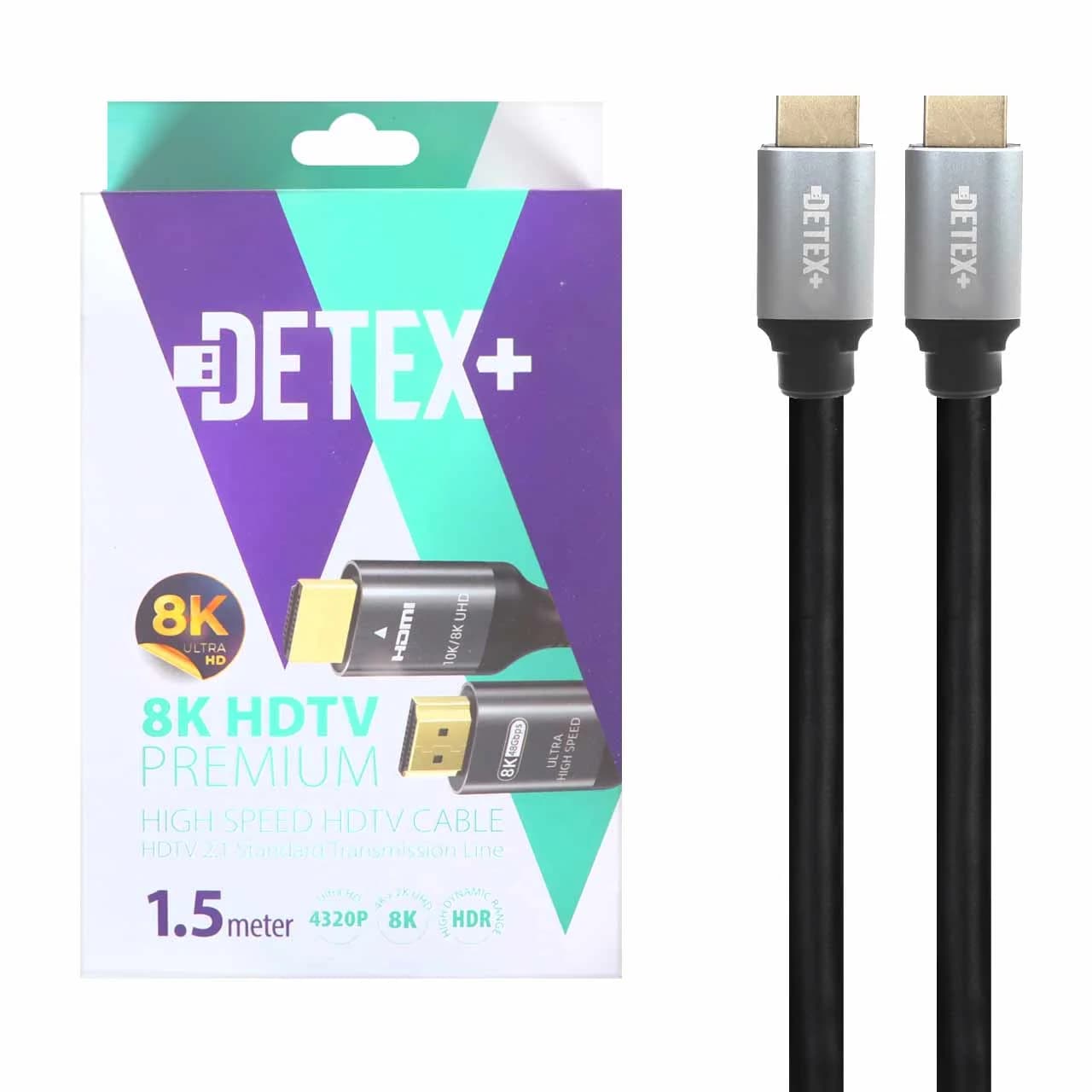 کابل 1.5 متری DETEX+ HDMI 8K – مشکی