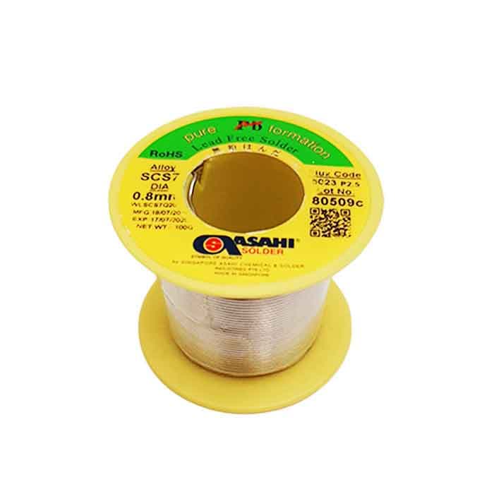 سیم لحیم بدون سرب آساهی مدل ASAHI Lead Free Solder 0.8mm 100gr