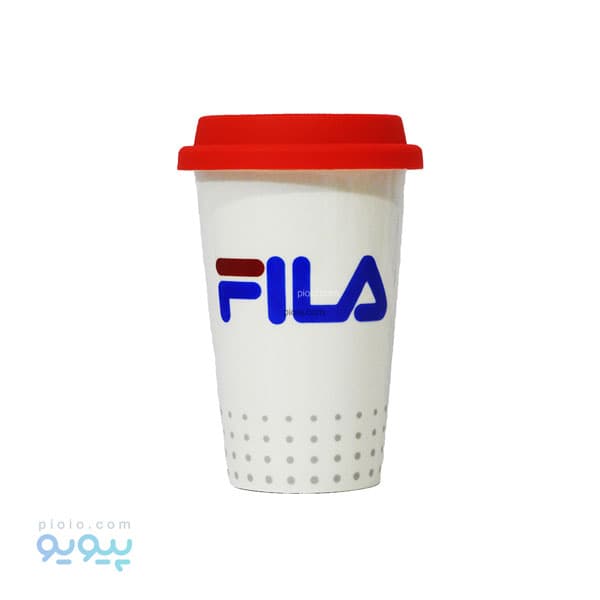 ماگ سرامیکی طرح Fila با درب سیلیکونی تک و عمده
