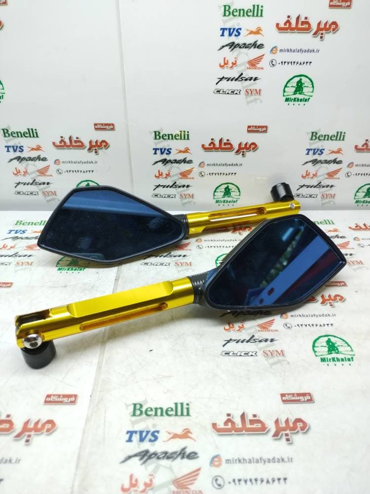 اینه (آینه) cnc رنتال اسپرت بلند زرد طلایی
