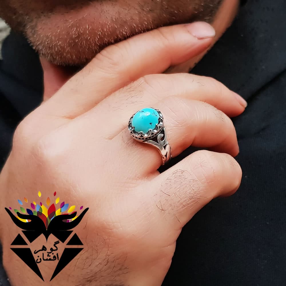 انگشتر فیروزه نیشابوری شجری اصل مردانه R_2152