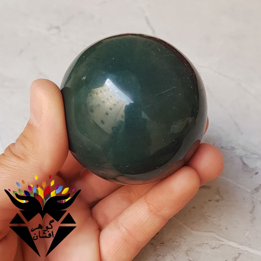 گوی سنگی عقیق سبز یشمی اصل کد H_1024