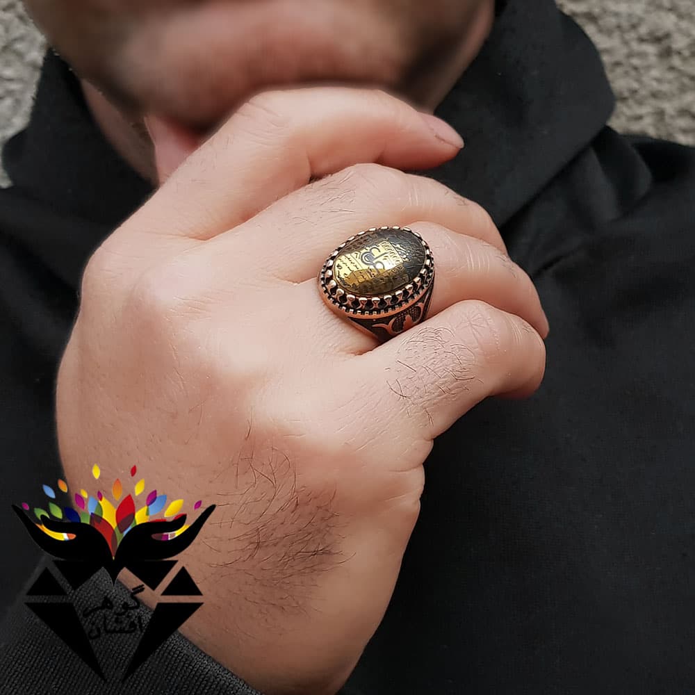 انگشتر طلاروس حدید عین علی و ستاره سلیمان و هفت جلاله R3294