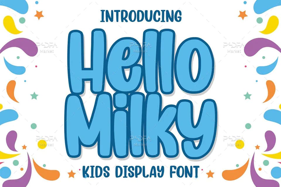 فونت نمایشی کارتونی و کودکانه Hello Milky