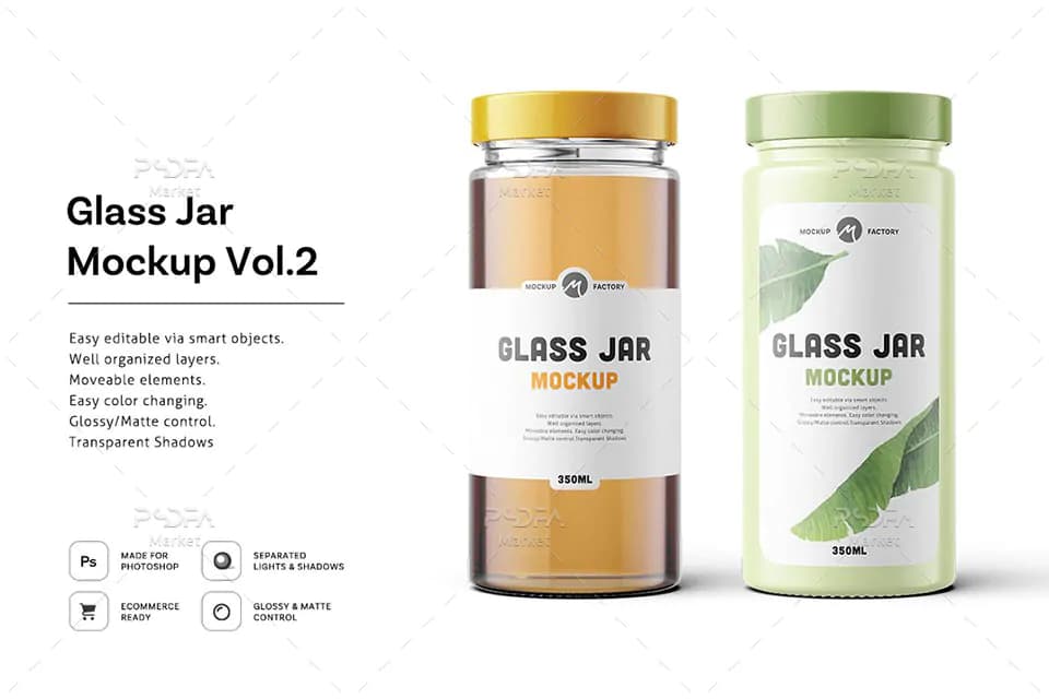 موکاپ بطری شیشه ای مایعات Glass Jar Mockup