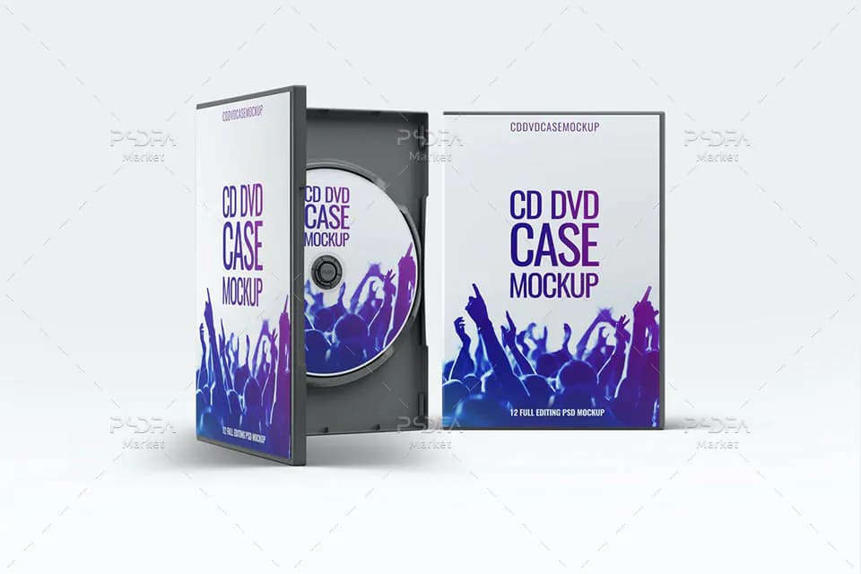 موکاپ قاب و کاور DVD و CD در نماهای مختلف