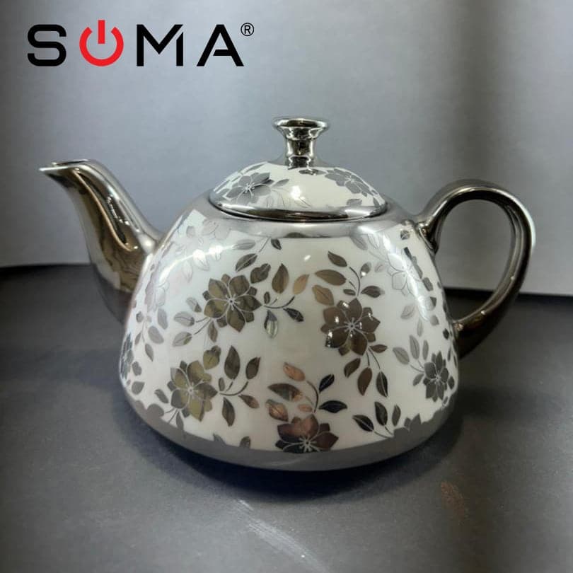 قوری تک نقره ای طرح دار 1 لیتر (یاس) «ارسال رایگان»