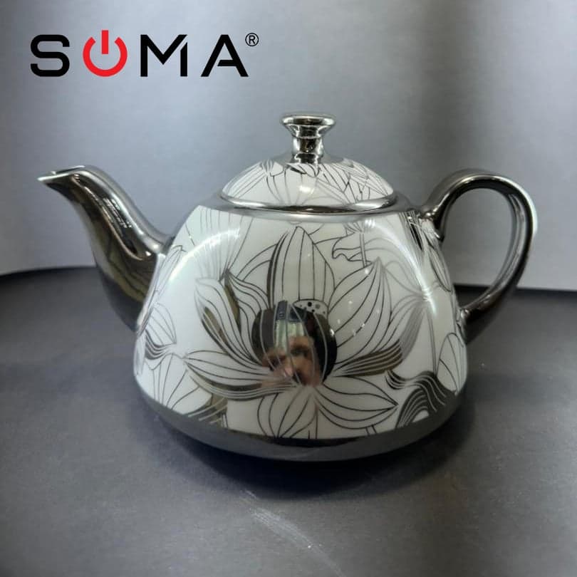 قوری تک نقره ای طرح دار 1 لیتر (نیلو) «ارسال رایگان» — تصویر ۲