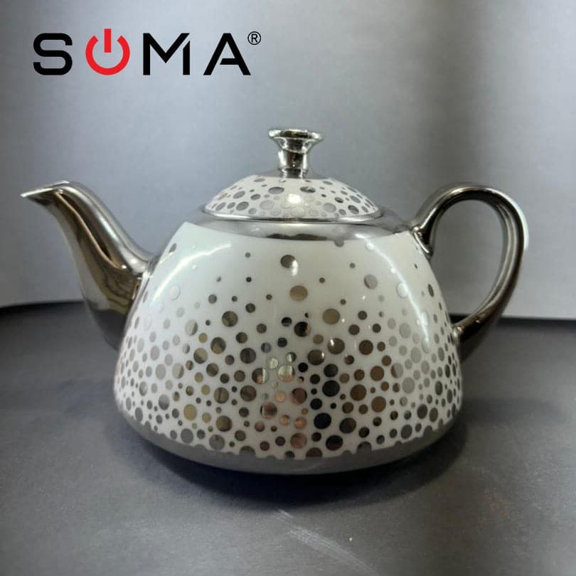 قوری تک نقره ای طرح دار 1 لیتر (توپی) «ارسال رایگان»
