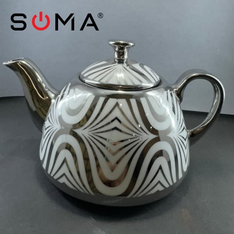 قوری تک نقره ای طرح دار 1 لیتر (مارشال) «ارسال رایگان»