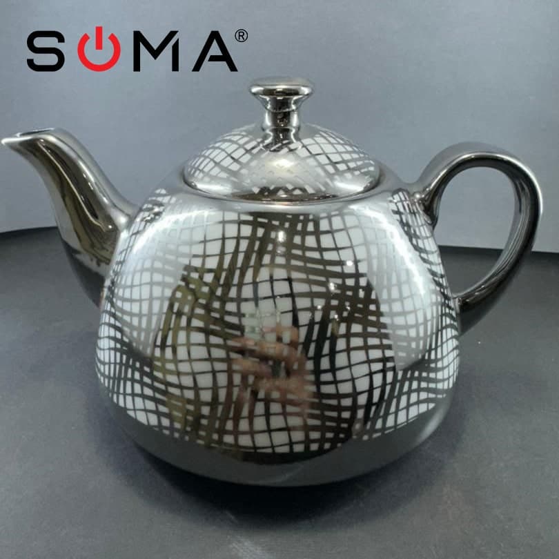 قوری تک نقره ای طرح دار 1 لیتر (نینا) «ارسال رایگان»