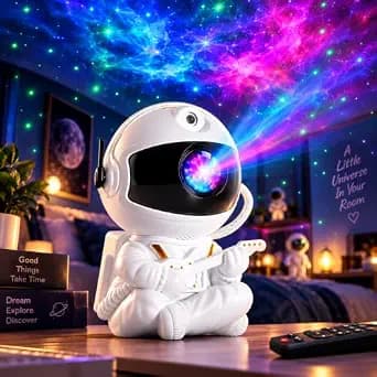 چراغ خواب کهکشانی فضانورد Astronaut Nebula Projector | مدل نشسته گیتار به دست با ریموت کنترل — تصویر ۹