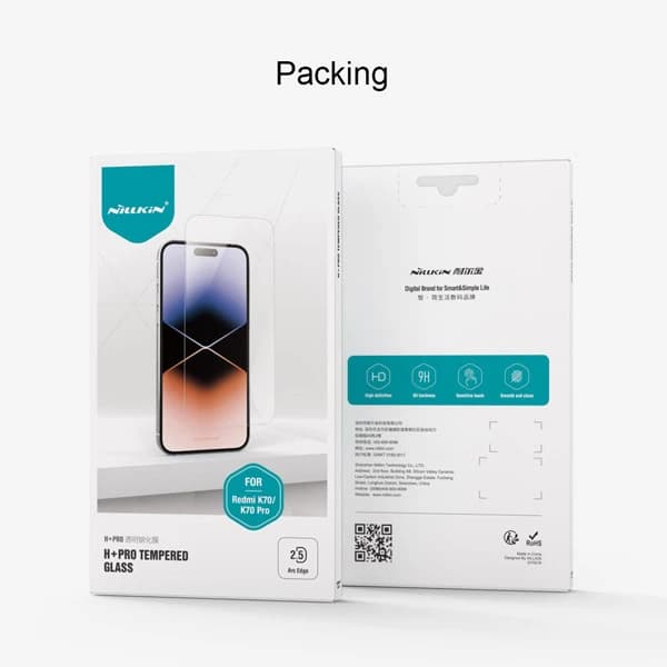 محافظ صفحه نمایش شیشه ای Xiaomi Redmi Note 14 مارک نیلکین مدل H+Pro — تصویر ۴