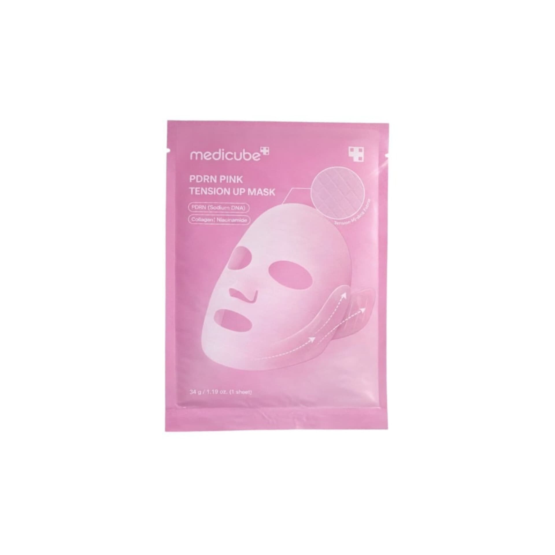 ماسک لیفت صورت و غبغب جوانساز ی دی ار ان مدی کیوب Pdrn Pink tension up mask 34g (Medicube)