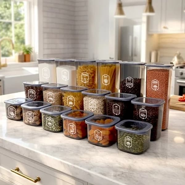 ست 18 عددی بانکه پلاستیکی کیچن لایف مدل Square