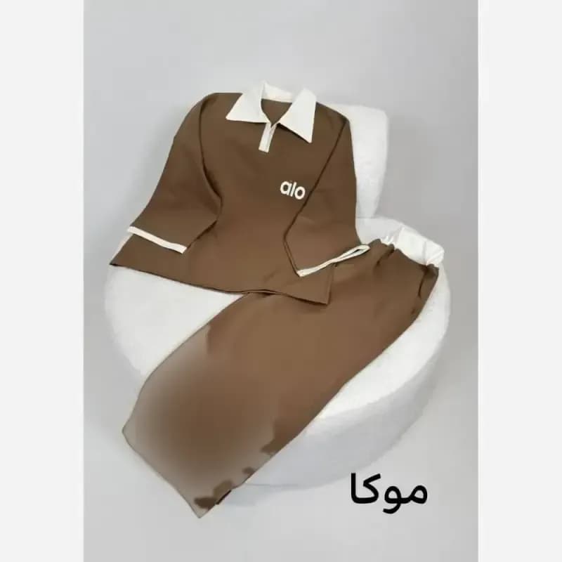 ست تیشرت شلوار زنانه جنس دبل مازراتی 400 گرمی فری سایز — تصویر ۹