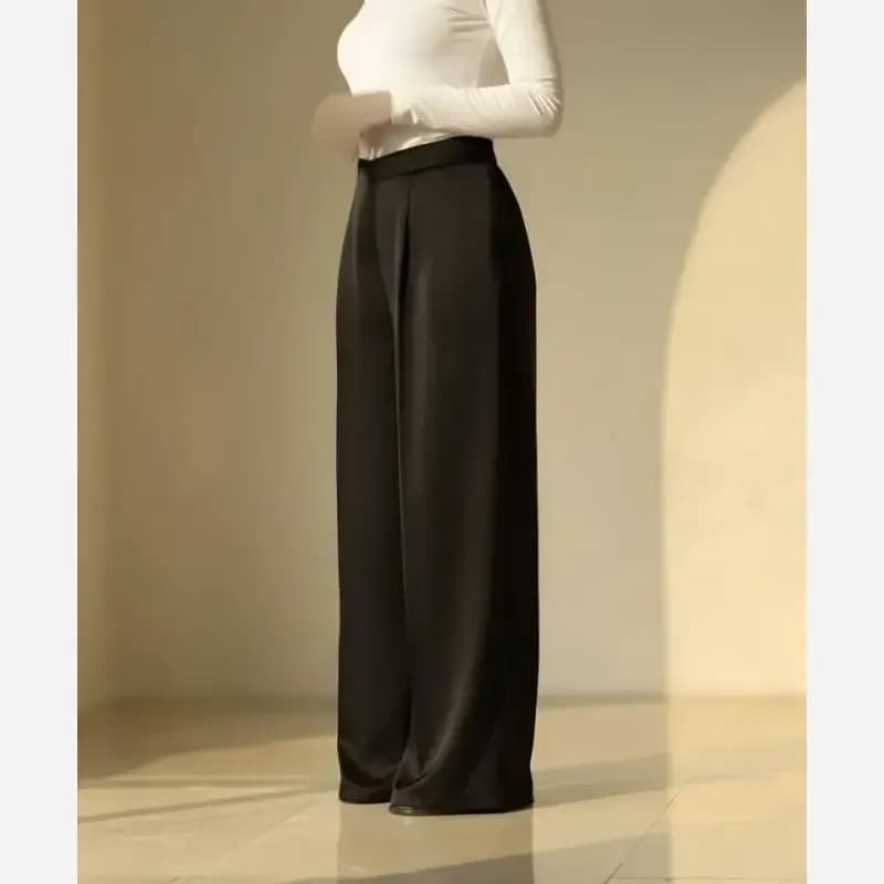 شلوار بگ مازراتی دبل 450 گرم پشت کش جلو پیلی زنانه رنگ مشکی سرمه ای قهوه ای سایز 1 تا 4 — تصویر ۵