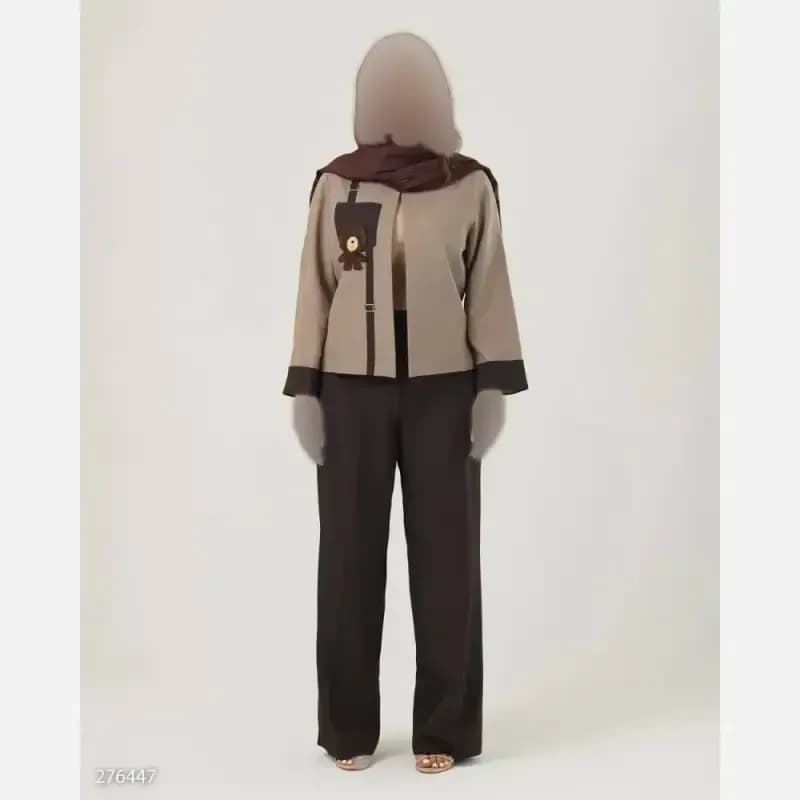 شلوار بگ مازراتی 450 گرم قهوه ای سوخته پشت کش سایز 38 تا 42 قد 103 — تصویر ۴