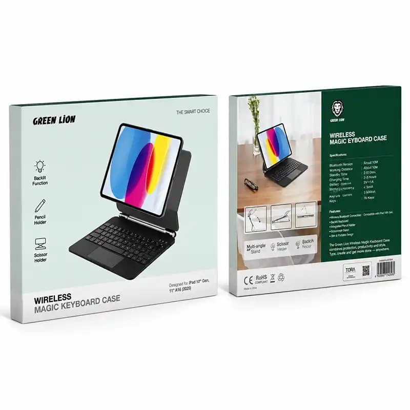 کیف کیبورد گرین لاین Magic Keyboard سازگار با iPad 10th 2022/11th A16 (2025) — تصویر ۲