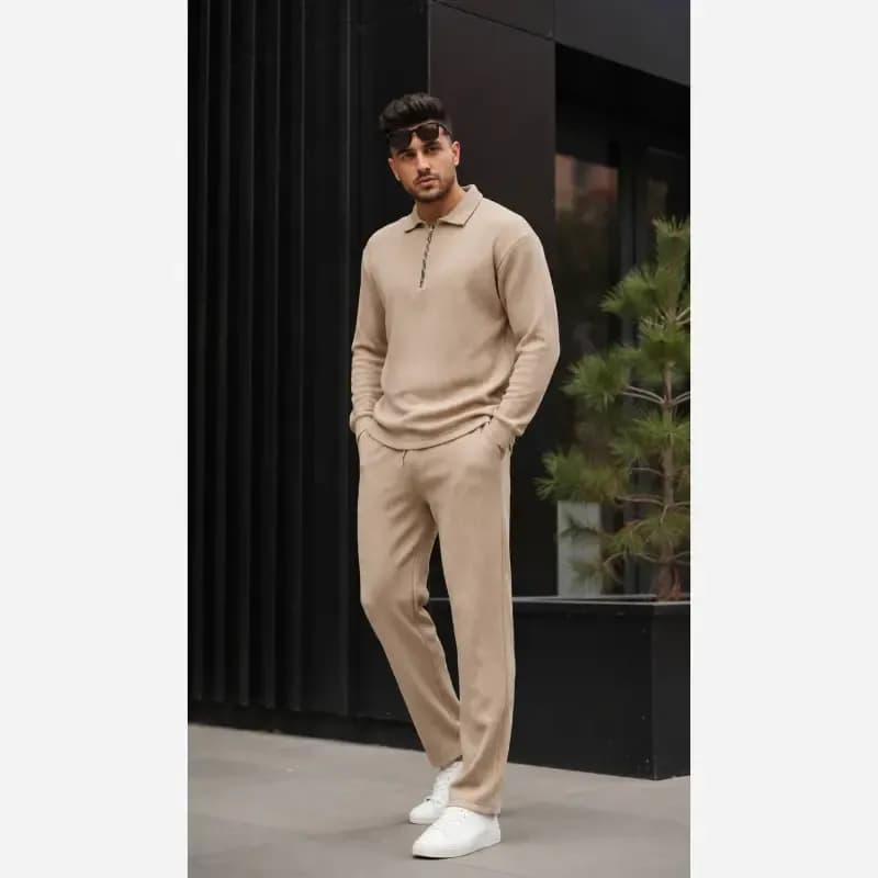 ست نیم زیپ فتیله ای مردانه کبریتی فری سایز رنگ بندی متنوع — تصویر ۳