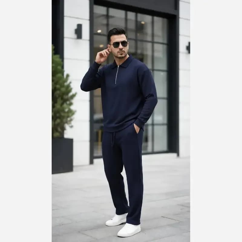 ست نیم زیپ فتیله ای مردانه کبریتی فری سایز رنگ بندی متنوع — تصویر ۲