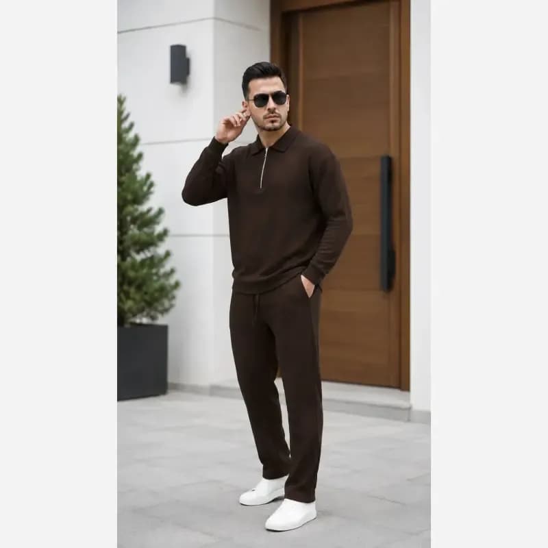 ست نیم زیپ فتیله ای مردانه کبریتی فری سایز رنگ بندی متنوع — تصویر ۴