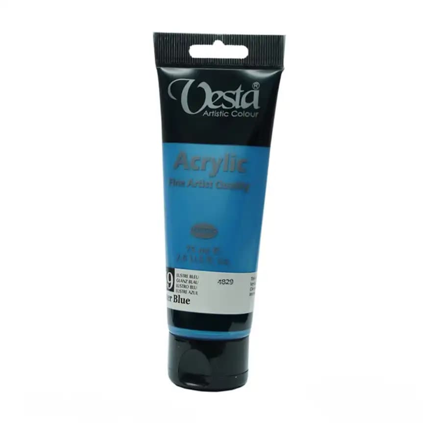 رنگ اکریلیک وستا رنگ luster blue کد 59 حجم 75 میلی لیتر