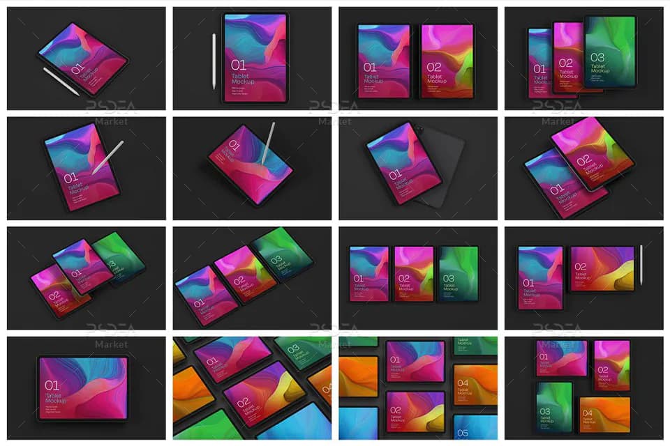 16 موکاپ تبلت آیپد پرو iPad Pro Mockup در حالت و نماهای مختلف — تصویر ۲