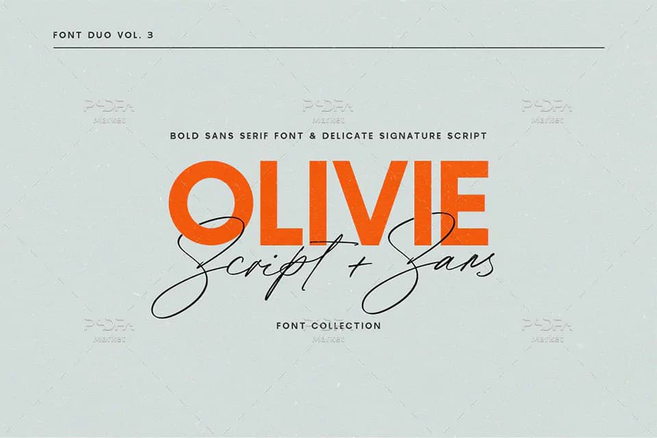 فونت اسکریپت دستنویس Olivie به همراه سریف فونت مناسب برای طراحی